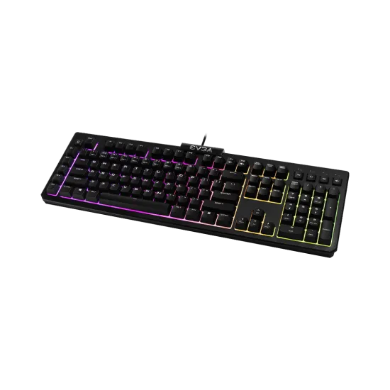 EVGA Z12 RGB Membrane Gaming Keyboard Black ,5 Programmable Macro Keys, Dedicated Media Keys, Water Resistant