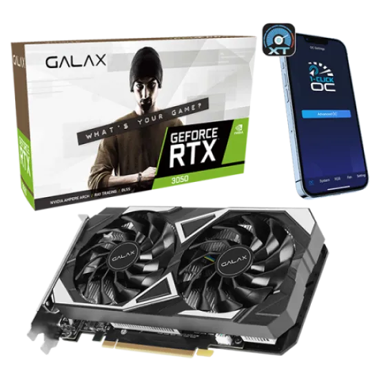 GALAX GeForce RTX 3050 EX 1-Click OC 6GB GDDR6 Graphics Card Black