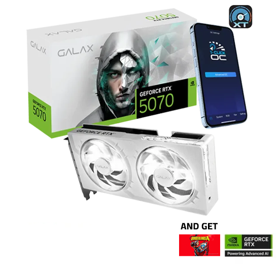 GALAX GeForce RTX 5070 1-Click OC 12GB GDDR7 Graphics Card White
