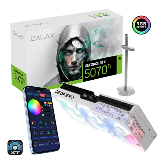 GALAX GeForce RTX 5070TI 1-Click OC 16GB GDDR7 Graphics Card White