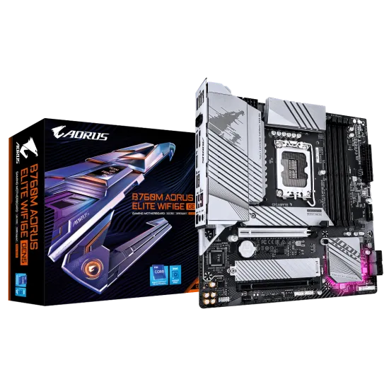 Gigabyte B760M AORUS ELITE WIFI6E GEN5 DDR5 LGA1700 ATX Motherboard Black