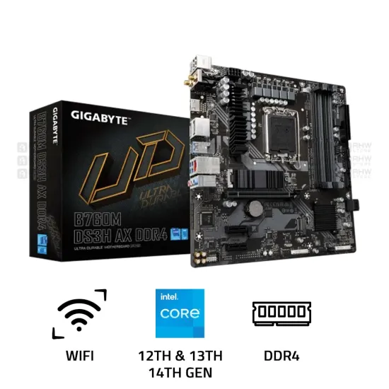 Gigabyte B760M DS3H AX DDR4 LGA1700 M-ATX Motherboard Black