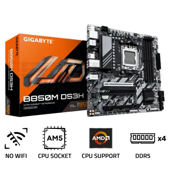 Gigabyte B850M DS3H DDR5 AM5 M-ATX Motherboard Black