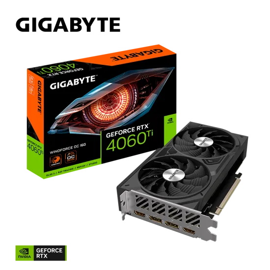 Gigabyte GeForce RTX 4060 TI WINDFORCE OC 16G GDDR6 Graphics Card Black