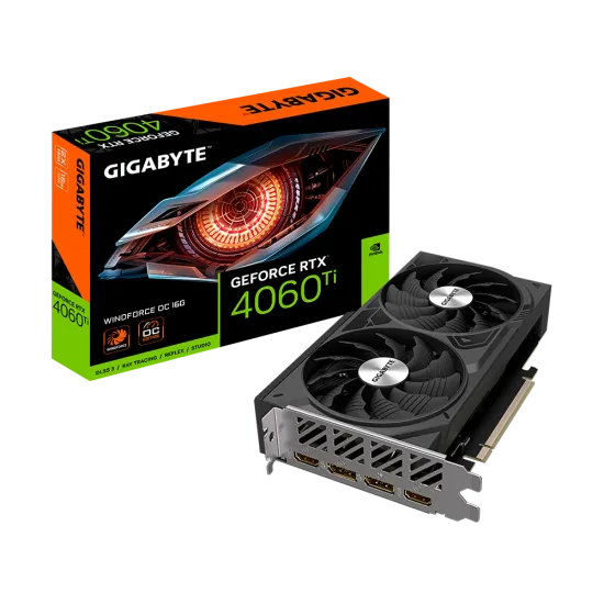 Gigabyte GeForce RTX 4060 TI WINDFORCE OC 16G GDDR6 Graphics Card Black