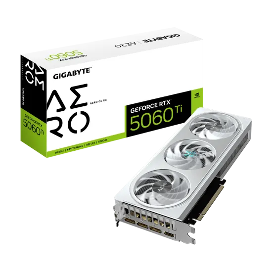 Gigabyte GeForce RTX 5060 Ti AERO OC 8GB Graphics Card White Gigabyte GeForce RTX 5060 Ti AERO OC 8GB Graphics Card White