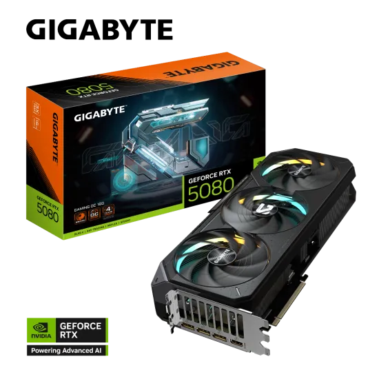 Gigabyte GeForce RTX 5080 GAMING OC 16G GDDR7 Graphics Card Black