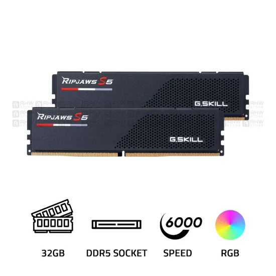 G.SKILL Ripjaws S5 32GB (2x16GB) 6000MHz CL36 DDR5 Black RAM