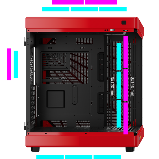 GAMDIAS NESO P1 ARGB Full Tower Gaming Case - Black & Red