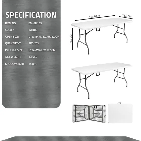 Table FH-183 Home Furniture Office Fold-In-Half Table