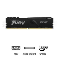 Kingston FURY Beast 8GB 3200MHz CL16 DDR4 Black RAM Kingston FURY Beast 8GB 3200MHz CL16 DDR4 Black RAM