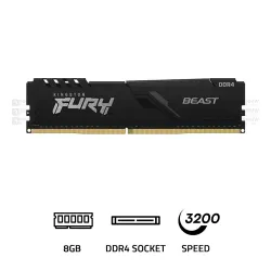 Kingston FURY Beast 8GB 3200MHz CL16 DDR4 Black RAM