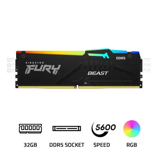 Kingston Fury Beast DDR5 RGB 32GB 5600 MHz CL40 RAM Black
