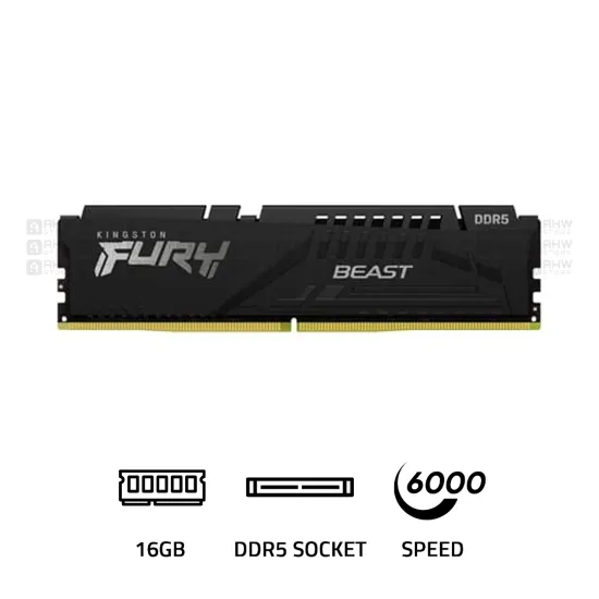 Kingston Fury Beast DDR5 16GB 6000 MHz CL36 RAM Black