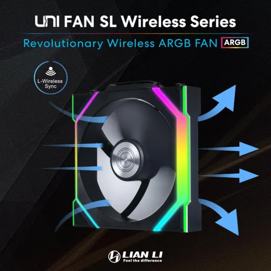 Lian Li UNI Fan SL Wireless 120MM RGB 3 Fans Black With 2.4 GHz Wireless Controller Fan Black