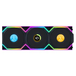 Lian Li UNI Fan SL Wireless LCD 120 Reverse Blade ARGB 3 Fans Black With 2.4 GHz Wireless Controller