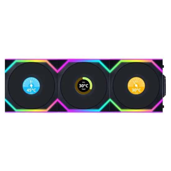 Lian Li UNI Fan SL Wireless LCD 120 Reverse Blade ARGB 3 Fans Black With 2.4 GHz Wireless Controller
