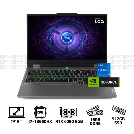 Lenovo LOQ 15IRX9 Laptop Core i7-13650HX 16GB DDR5 512GB SSD RTX 4050 6GB 15.6 FHD 144Hz 2Y Warranty