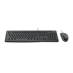 Logitech MK120 Wired Keyboard and Mouse Combo for Windows, English & Arabic Keys Optical Wired Mouse, Full-Size Keyboard, USB Plug-and-Play, Compatible with PC, Laptop - Black