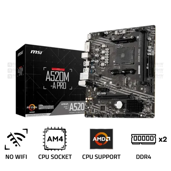MSI A520M-A PRO DDR4 AM4 M-ATX Motherboard Black