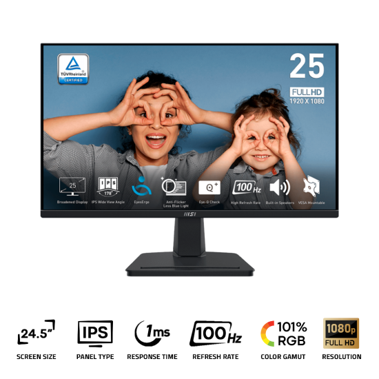 MSI PRO MP251 Monitor 24.5" IPS FHD 100Hz 1ms Speaker