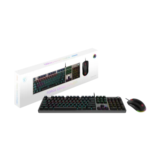 MSI FORGE GK310 Wired Gaming Combo Keyboard and Mouse 7200 DPI 7 Buttons Arabic English Black