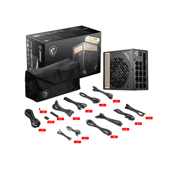 MSI MEG Ai1300P PCIE5 1300 Watt 80+ Platinum Fully Modular PCIe 5.1 ATX 3.1 Power Supply