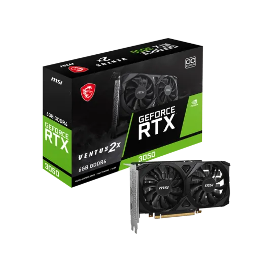 MSI GeForce RTX 3050 VENTUS 2X 6GB GDDR6 OC Graphics Card Black