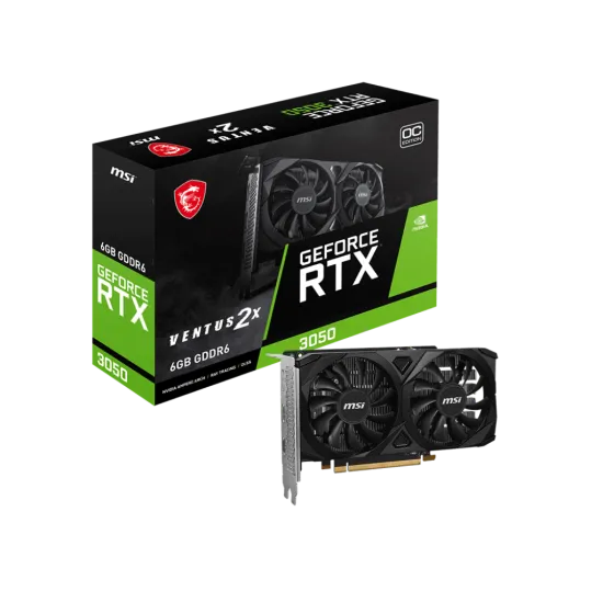 MSI GeForce RTX 3050 VENTUS 2X E 6G OC GDDR6 OC Graphics Card Black