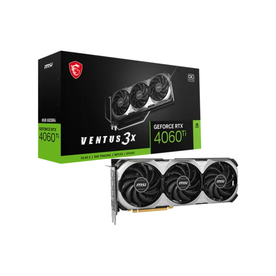 MSI GeForce RTX 4060 Ti VENTUS 3X E 8G OC GDDR6 OC Graphics Card Black