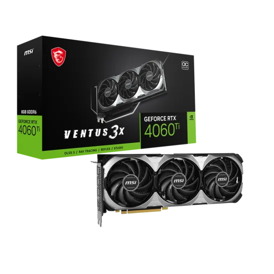 MSI GeForce RTX 4060 Ti VENTUS 3X E1 8G OC GDDR6 OC Graphics Card Black