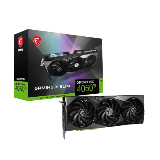 MSI GeForce RTX 4060 Ti GAMING X SLIM 16G GDDR6 OC Graphics Card Black