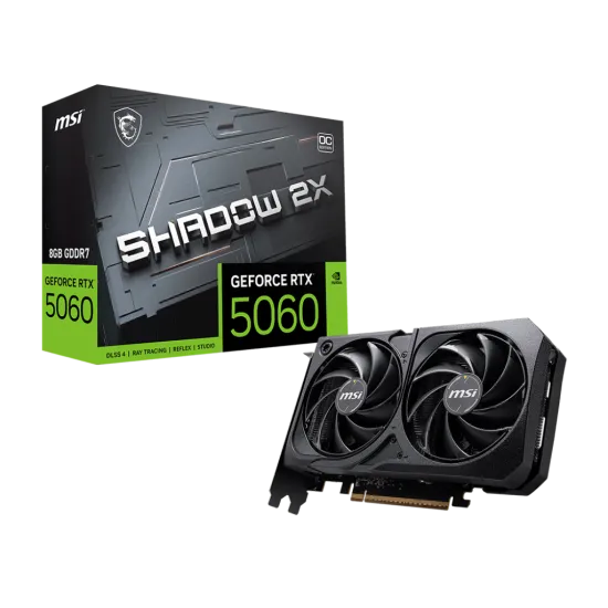 MSI GeForce RTX 5060 8GB SHADOW 2X OC Graphics Card Black