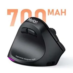 Meetion BTM010L Left Handed Ergonomic Wireless & Bluetooth Rechargeable 2400 DPI 7 Buttons Black