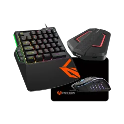 Meetion CO015 Wired Gaming Combo Mouse 6400 DPI 8 Buttons + One Hand Keyboard + Adapter + Mouse Pad