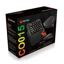 Meetion CO015 Wired Gaming Combo Mouse 6400 DPI 8 Buttons + One Hand Keyboard + Adapter + Mouse Pad