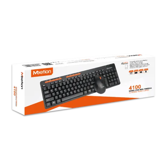 Meetion M4100 Wireless Office Combo Keyboard and Mouse 1600 DPI 3 Buttons English Black