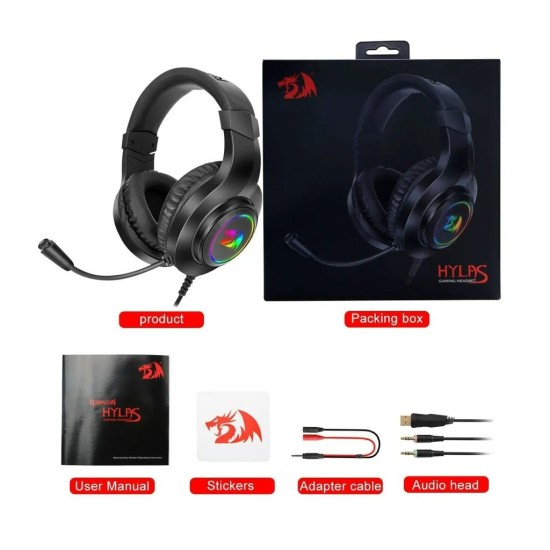Redragon H260 HYLAS RGB gaming headset With Noise Cancelling Microphone