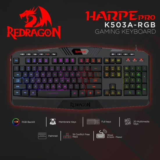 Redragon K503RGB-1 Harpe RGB Backlit Gaming Keyboard