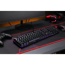 Redragon K608 Valheim Rainbow Gaming Keyboard Mechanical RED Switch English & Arabic Black