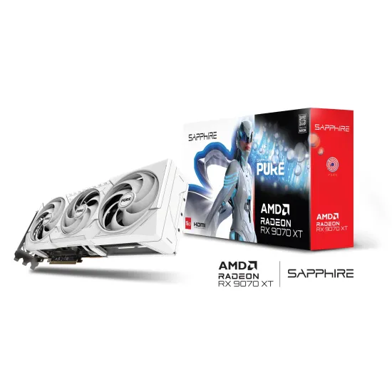 Sapphire Pure RX 9070 XT Gaming OC 16GB GDDR6 Graphics Card White