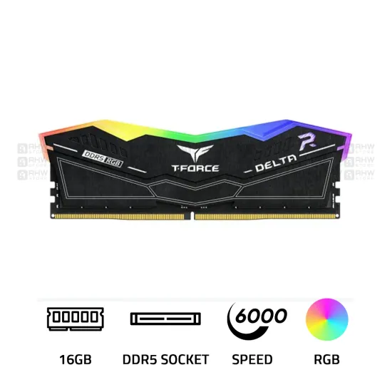 TeamGroup T-FORCE Delta RGB 16GB 6000MHZ CL 38 DDR5 INTEL XMP 3.0 AMD EXPO Black RAM
