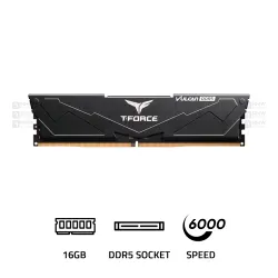 TeamGroup T-FORCE Vulcan 16GB 6000MHz DDR5 INTEL XMP 3.0 AMD EXPO Black RAM