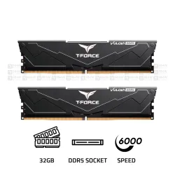 TeamGroup T-FORCE VULCAN 32GB (2X16GB) 6000MHZ CL 38 DDR5 INTEL XMP 3.0 AMD EXPO Black RAM