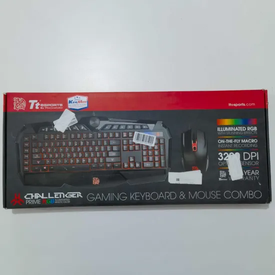 Thermaltake CHALLENGER Prime RGB Gaming Combo Keyboard and Mouse 3200 DPI English Black (Open Box)