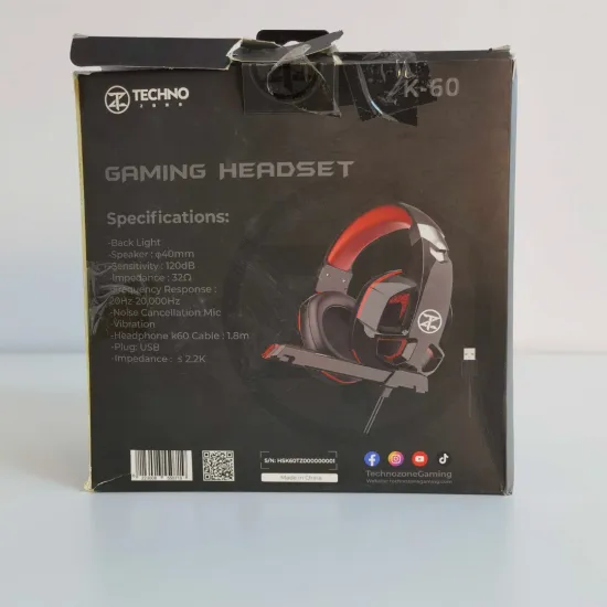 TechnoZone K60 USB Gaming Headset Black (Open Box)