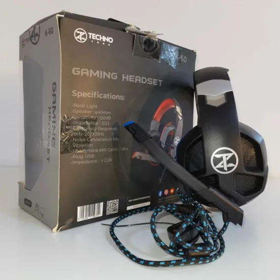 TechnoZone K60 USB Gaming Headset Black (Open Box)