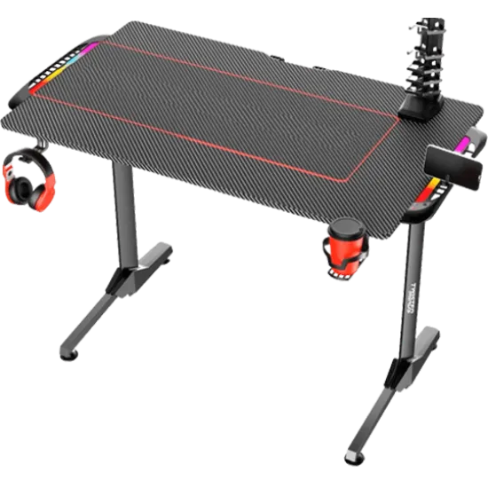 Twisted Minds T Shaped Gaming Desk Carbon Fiber Texture Black