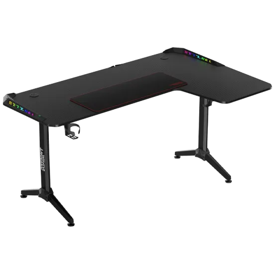 Twisted Minds WARRIOR L Shaped Gaming Desk RGB Right Black