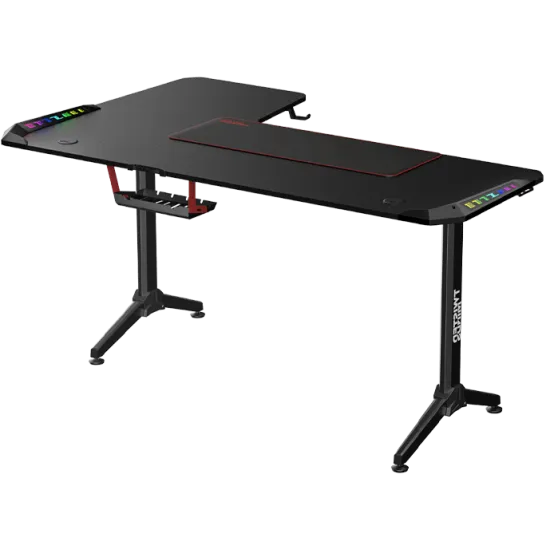 Twisted Minds WARRIOR L Shaped Gaming Desk RGB Right Black